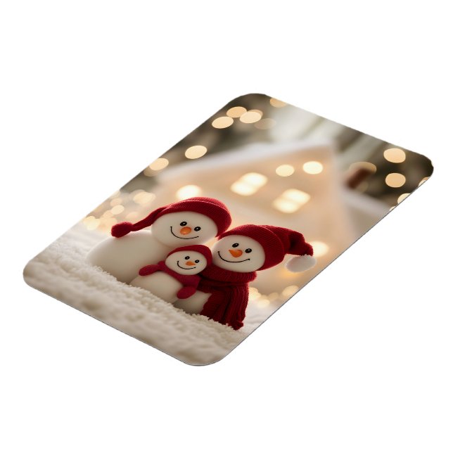 Cute Snowman Family Winter Christmas Magnet (Left Side)