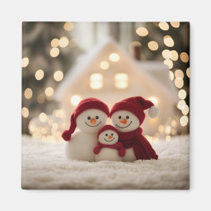 Cute Snowman Family Winter Christmas Magnet
