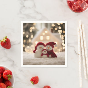 Cute Snowman Family Winter Christmas Napkins