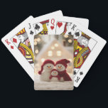 Cute Snowman Family Winter Christmas Poker Cards<br><div class="desc">Two cheerful snow parents and their cute little snow child,  all wearing matching red winter hats and scarves,  soft bokeh lights and a glowing winter home in the background create a cozy,  magical Christmas atmosphere.</div>