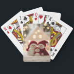 Cute Snowman Family Winter Christmas Poker Cards<br><div class="desc">Two cheerful snow parents and their cute little snow child,  all wearing matching red winter hats and scarves,  soft bokeh lights and a glowing winter home in the background create a cozy,  magical Christmas atmosphere.</div>