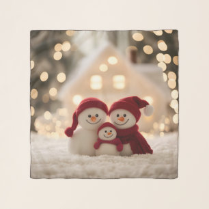 Cute Snowman Family Winter Christmas Scarf