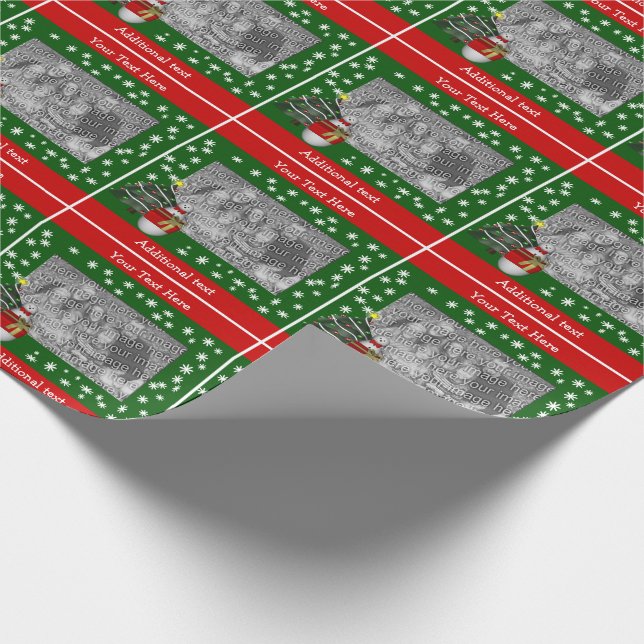 Cute Snowman Festive Tree Your Photo Personalized Wrapping Paper (Corner)