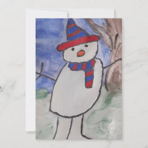 Cute Snowman Flat Christmas Card