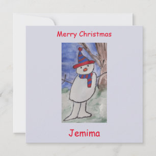 Cute Snowman Flat Christmas Card