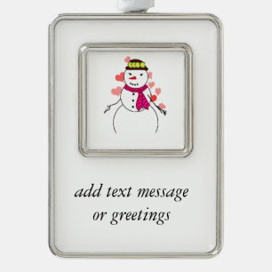 Cute Snowman (Girl) - Little Flirty Sweetheart Silver Plated Framed Ornament