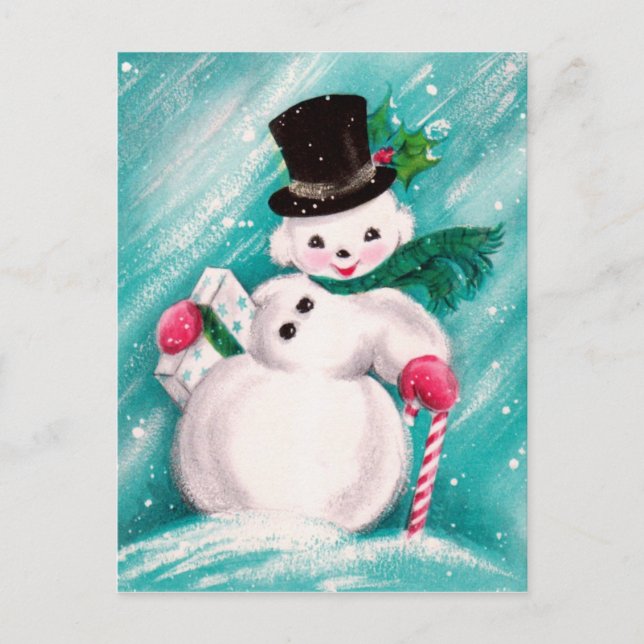 Cute Snowman Girl Postcard (Front)