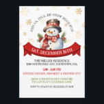 Cute Snowman Gold Snowflakes Christmas Party  Invitation<br><div class="desc">Cute Snowman Gold Snowflakes Christmas Party Invitation.</div>