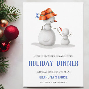 Cute Snowman Grandma Christmas Dinner Invitation