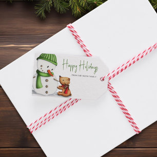 Cute Snowman Happy Holidays Gift Tags