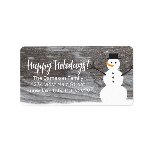 Cute Snowman Happy Holidays Label (Front)
