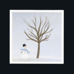 Cute Snowman Happy Winter Themed Napkins<br><div class="desc">For any winter events,  great for kids parties,  cute and happy snowman winter snow scene</div>