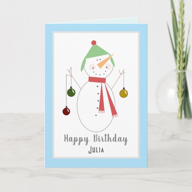 Cute Snowman Ho Ho Happy Christmas Birthday Card (Front)