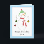 Cute Snowman Ho Ho Happy Christmas Birthday Card<br><div class="desc">Cute Snowman Ho Ho Happy Christmas Birthday Card

Edit the front and inside messages as you wish.</div>