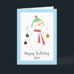 Cute Snowman Ho Ho Happy Christmas Birthday Card<br><div class="desc">Cute Snowman Ho Ho Happy Christmas Birthday Card

Edit the front and inside messages as you wish.</div>