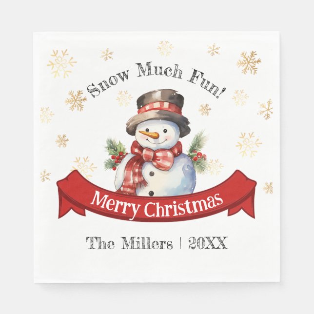 Cute Snowman Holiday Christmas Party Napkins (Front)