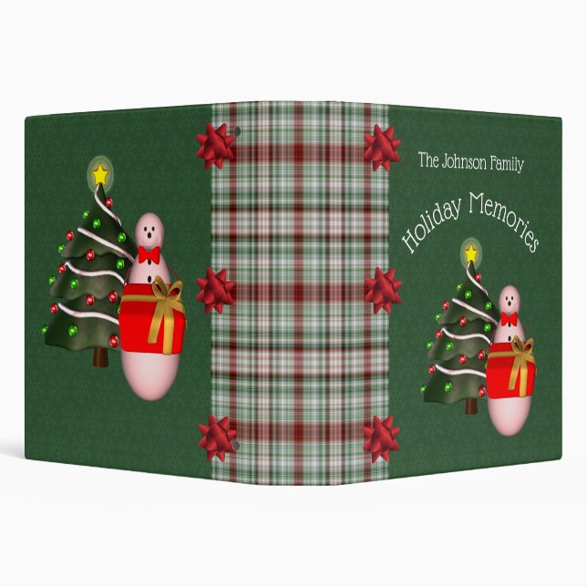 Cute Snowman Holiday Christmas Personalized 3 Ring Binder (Background)
