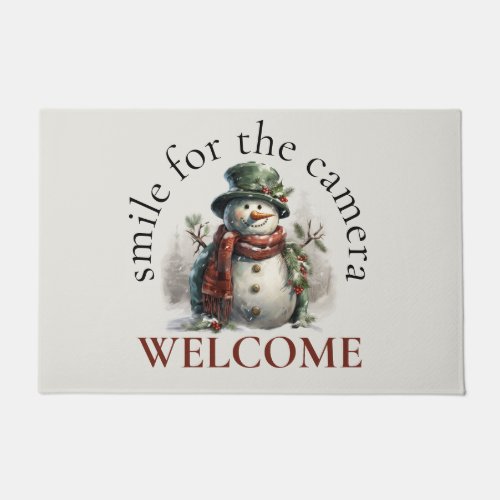 Cute Snowman Holiday Christmas Wishes Doormat