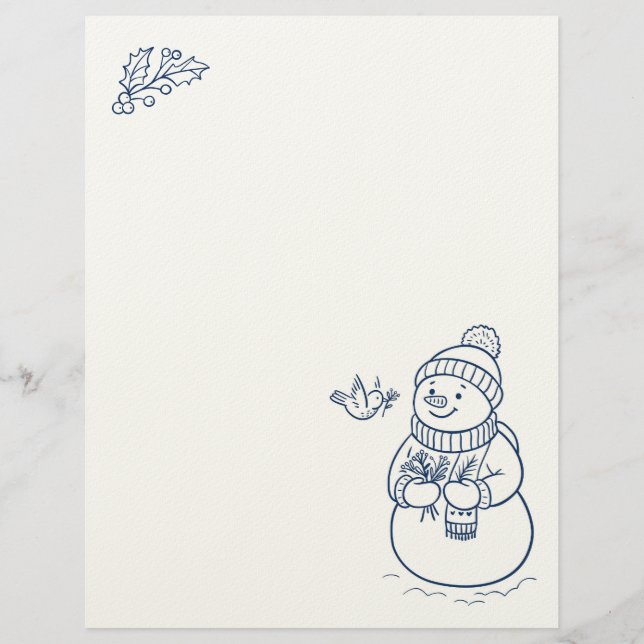 Cute Snowman Holiday Stationery (Front)