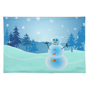 Cute snowman illustration cloth placemat