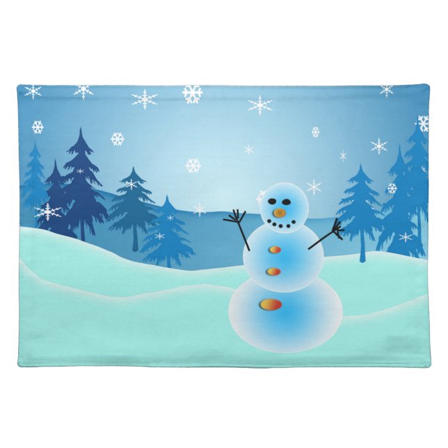 Cute snowman illustration cloth placemat (Front)