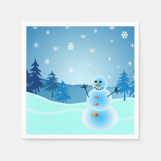 Cute snowman illustration napkins (Front)