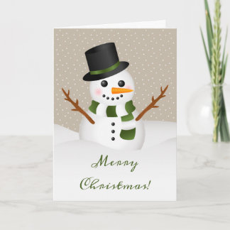 Cute Snowman Illustration Personalizable Christmas Holiday Card
