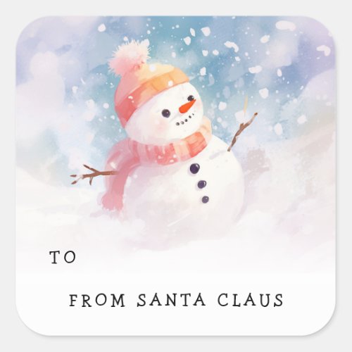 Cute snowman illustration to from gift tag sticker