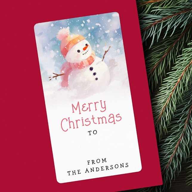 Cute snowman illustration winter to from gift tag (Cute snowman illustration winter to from gift tag)
