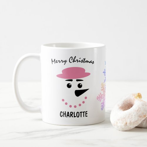Cute Snowman In A Boater Hat Merry Christmas Coffee Mug