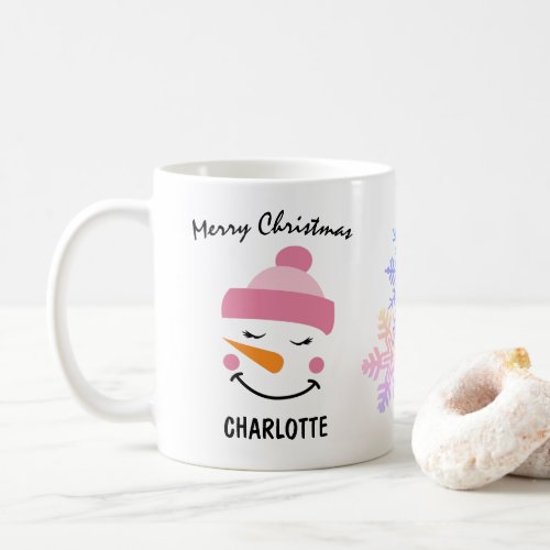 Cute Snowman In A Skiing Hat Merry Christmas Coffee Mug