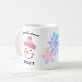 Cute Snowman In A Skiing Hat. Merry Christmas Coffee Mug (Front Left)
