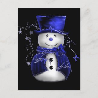 Cute Snowman in Blue Velvet Christmas