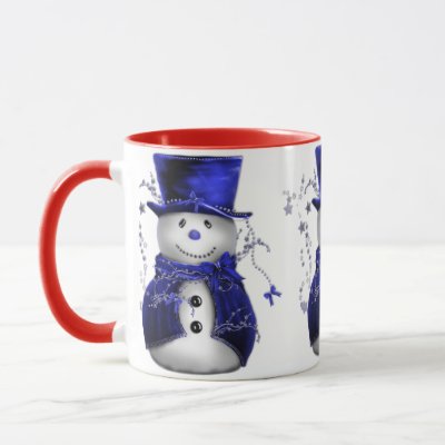 Cute Snowman in Blue Velvet Christmas