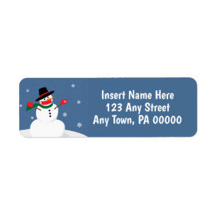 Cute Snowman in Covid-19 Face Mask Label