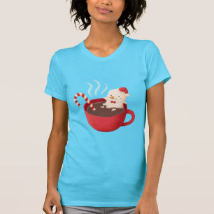 Cute Snowman in Red Cup of Hot Cocoa Tee