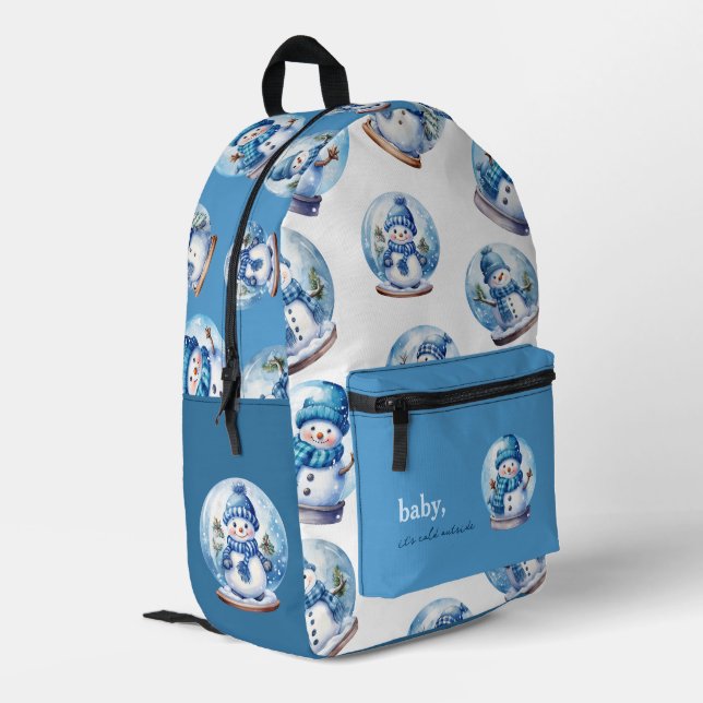 Cute Snowman In Snowball Kids Backpack (Back Corner Left)