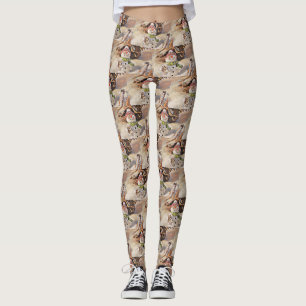 Cute Snowman in the snow watercolor painting Leggings