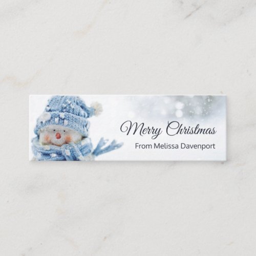 Cute Snowman in Winter Photo Christmas Greeting  Mini Business Card