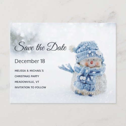 Cute Snowman in Winter Photo Save the Date Invitation Postcard