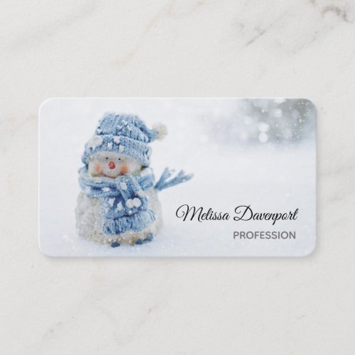 Cute Snowman in Winter Photograph Christmas Business Card