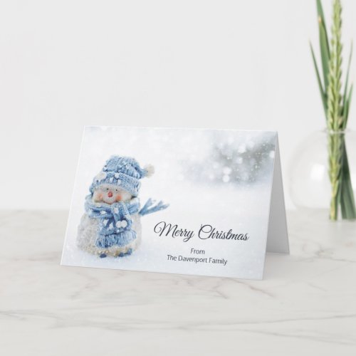 Cute Snowman in Winter Photograph Christmas Card