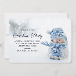 Cute Snowman in Winter Photograph Christmas Invitation