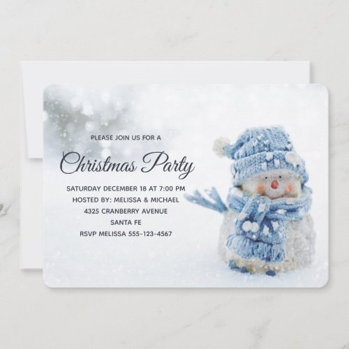 Cute Snowman in Winter Photograph Christmas Invitation