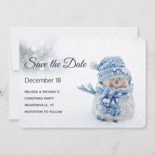 Cute Snowman in Winter Photograph Christmas Save The Date
