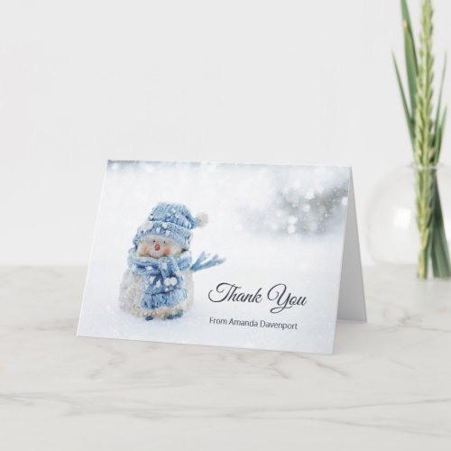 Cute Snowman in Winter Photograph Thank You Card