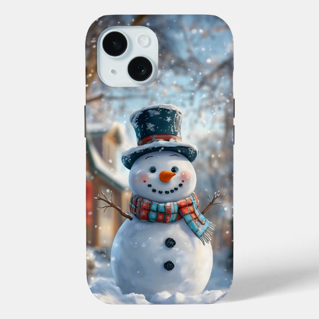 Cute Snowman iPhone Case - Perfect for Christmas! (Back)