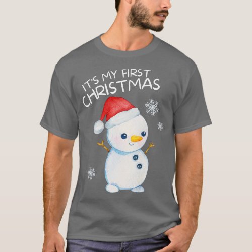 Cute Snowman Its My First Christmas Kids Gift T_Shirt