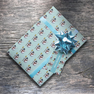 Cute Snowman Jolly Christmas Pixel Art Pattern Wrapping Paper