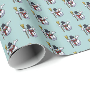 Cute Snowman Jolly Christmas Pixel Art Pattern Wrapping Paper